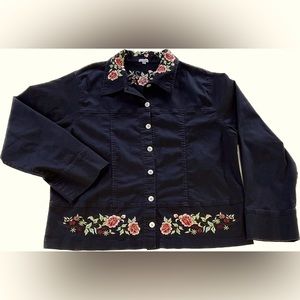 Pictures brand Black Cotton-Spandex Embroidered Jeans-style jacket, XL
